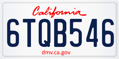 CA license plate 6TQB546