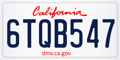 CA license plate 6TQB547