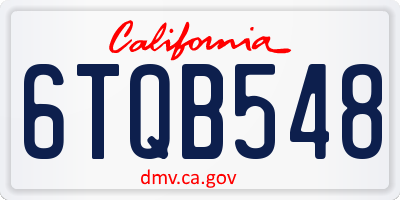 CA license plate 6TQB548