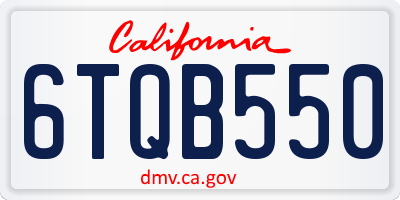 CA license plate 6TQB550