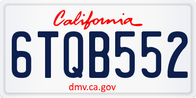 CA license plate 6TQB552