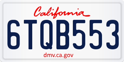 CA license plate 6TQB553