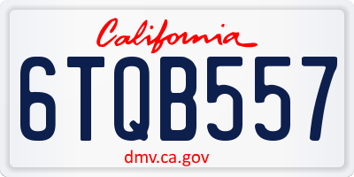 CA license plate 6TQB557