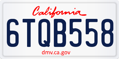 CA license plate 6TQB558