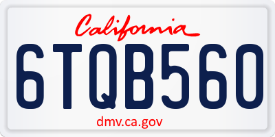 CA license plate 6TQB560