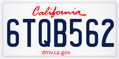 CA license plate 6TQB562