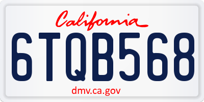 CA license plate 6TQB568