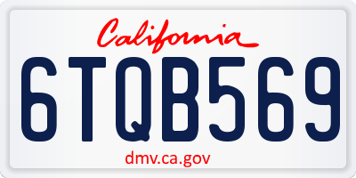 CA license plate 6TQB569