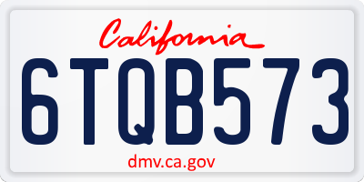 CA license plate 6TQB573