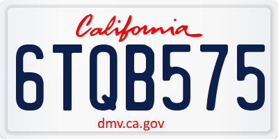 CA license plate 6TQB575