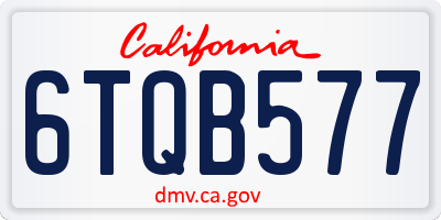CA license plate 6TQB577