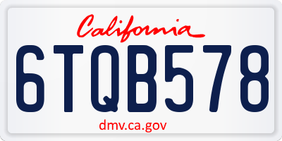 CA license plate 6TQB578