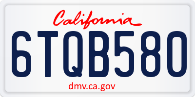 CA license plate 6TQB580