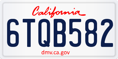 CA license plate 6TQB582