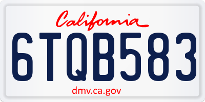 CA license plate 6TQB583