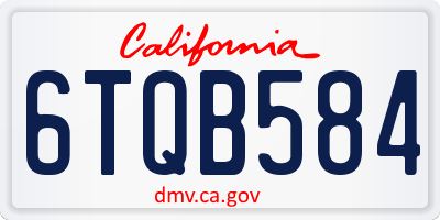 CA license plate 6TQB584