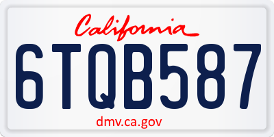 CA license plate 6TQB587