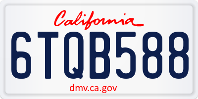 CA license plate 6TQB588