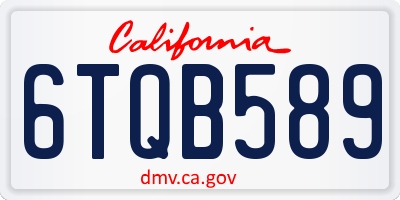 CA license plate 6TQB589