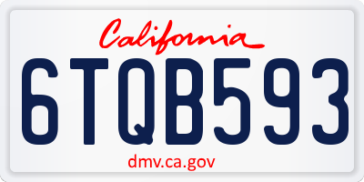 CA license plate 6TQB593