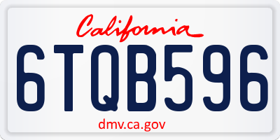 CA license plate 6TQB596