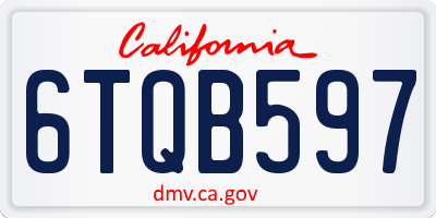 CA license plate 6TQB597