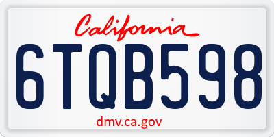 CA license plate 6TQB598