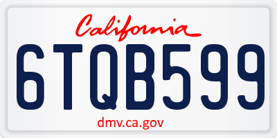 CA license plate 6TQB599