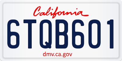 CA license plate 6TQB601