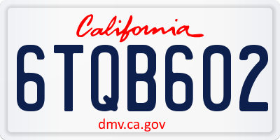 CA license plate 6TQB602