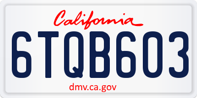 CA license plate 6TQB603