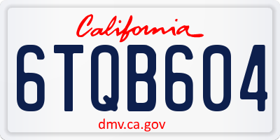 CA license plate 6TQB604