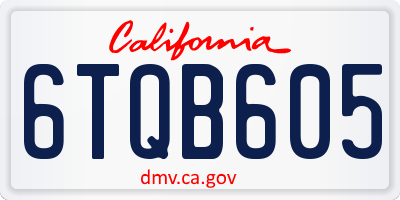CA license plate 6TQB605