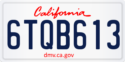 CA license plate 6TQB613