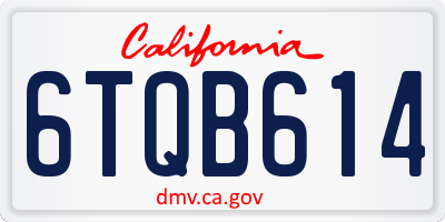 CA license plate 6TQB614