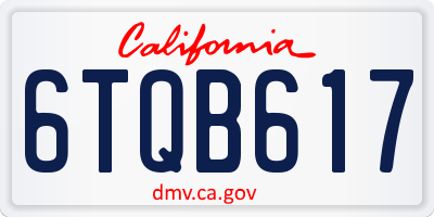 CA license plate 6TQB617