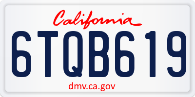CA license plate 6TQB619