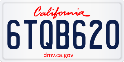 CA license plate 6TQB620