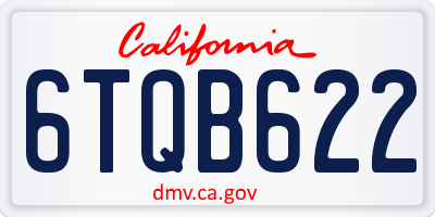 CA license plate 6TQB622