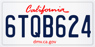 CA license plate 6TQB624