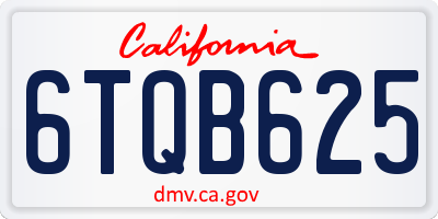 CA license plate 6TQB625