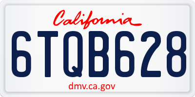 CA license plate 6TQB628