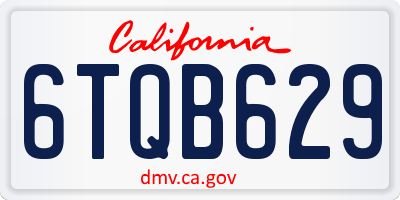 CA license plate 6TQB629