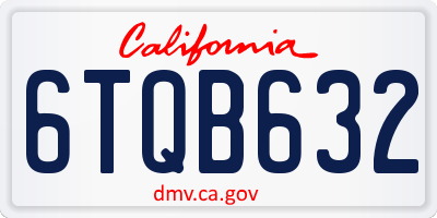 CA license plate 6TQB632