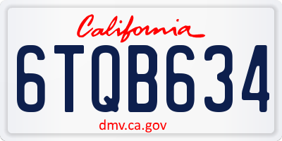 CA license plate 6TQB634