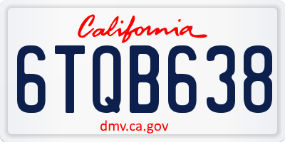 CA license plate 6TQB638