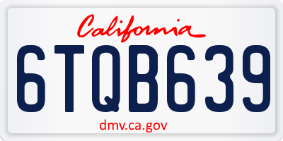 CA license plate 6TQB639