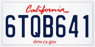 CA license plate 6TQB641