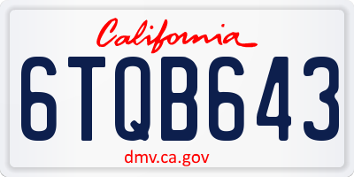 CA license plate 6TQB643