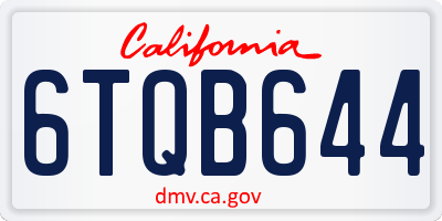 CA license plate 6TQB644